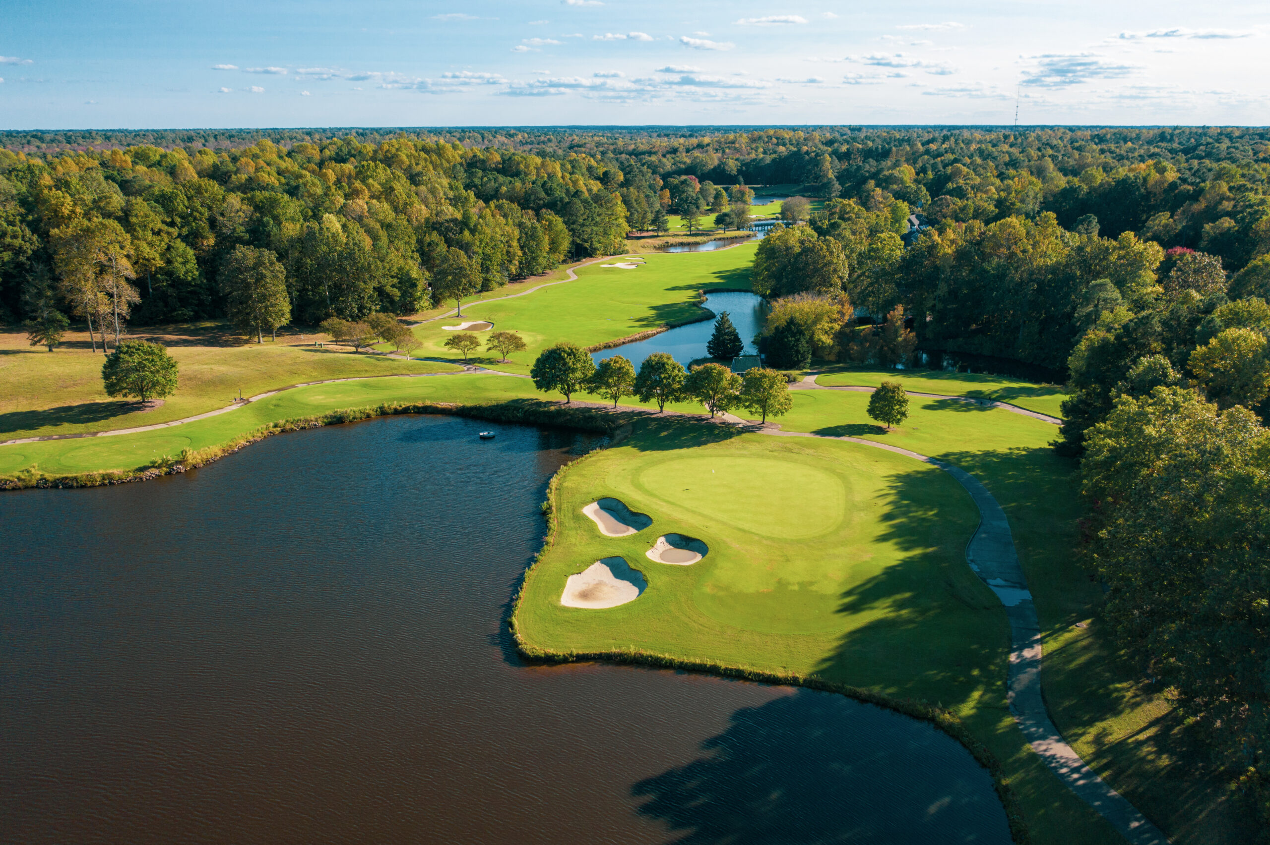 Aerial view of Blackheath golf course at Ford's Colony