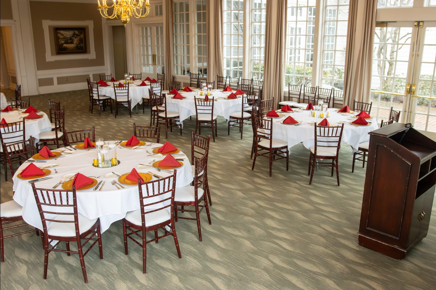 Wedding reception room at Ford's Colony Country Club